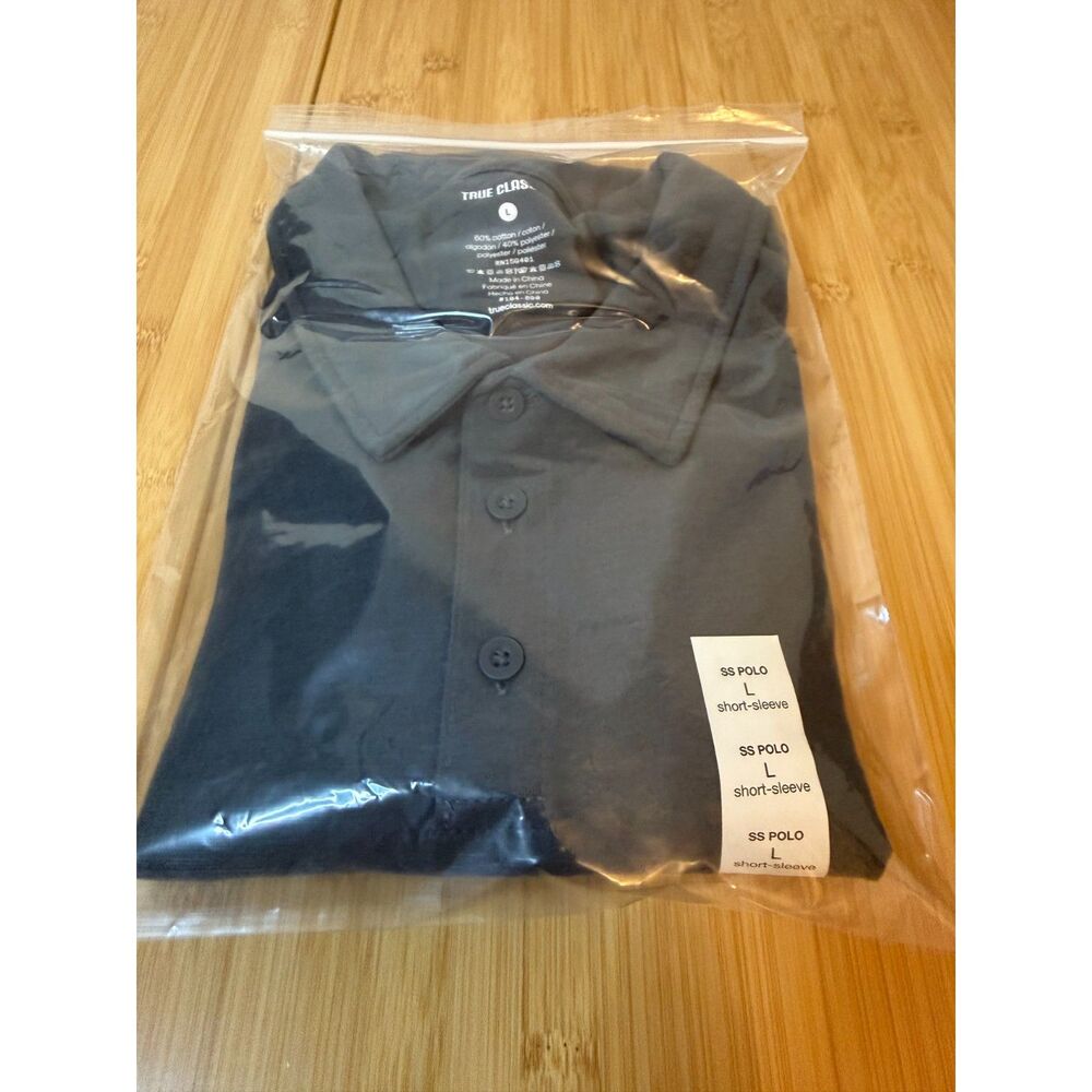 NWT True Classic Polo Shirt Mens Large Military Gray Short Sleeve Athletic Top